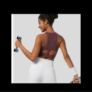 Halara Softlyzero Racerback Sports Bra Red Mahogany XL